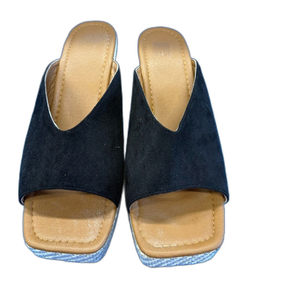 Black Wedge espadrilles platform Sandals size 41 -1” platform and 4” heel - Picture 3 of 9